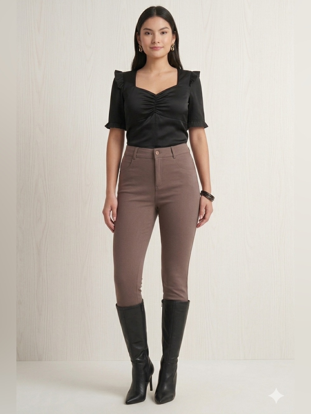NWT Gorgeous TRUTH Ash Browm High Waisted Zip Up Jeggins Sz 4 - Picture 3 of 11